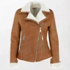 Women’s Tan Sheepskin Shearling Leather Jacket