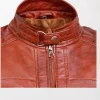 Classic Diamond Vintage Brown Leather Jacket