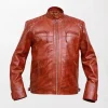 Classic Diamond Vintage Brown Biker Leather