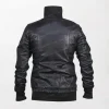 Black Slim Fit Bomber Leather Jacket