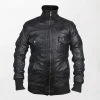 Men’s Black Slim Fit Bomber Leather