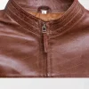Men's Cafe Racer Brown Biker Leather Jacket