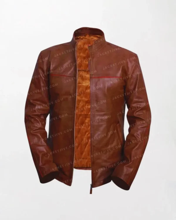thumbnail image 2 of THE BIKER USA Cafe Racer Leather Jacket – Black & Brown, Genuine Cowhide, Sizes XS To 4XL 2 of 4
