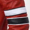 Men’s Cafe Red Striped Leather Jacket