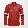 Men’s Racer Red Striped Leather Jacket