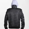 Men’s Distressed Leather Bomber Hooded
