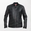 Men’s Slim Fit Black Motorcycle Leather Jacket
