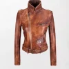 Women Tan Leather Jacket