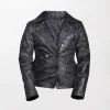 Women’s Double- Black Leather Blazer