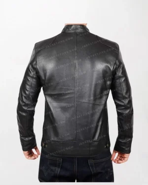 Men's Lambskin Black Cafe Racer Leather Jacket
