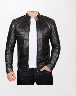 Men’s Classic Black Cafe Leather Jacket