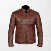 Mens Leather Brown Biker Jacket