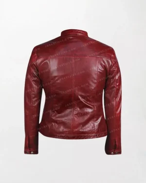 Motorcycle Style Red Leather Jacket