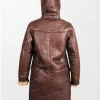 Duffle Brown Hooded Leather Coat