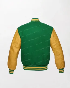Kelly Wool And Gold Leather Varsity Jackets