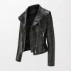 Kvinners Stilig Slim Faux Leather Biker Jacket