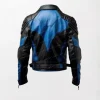 Men Black & Blue Leather Jacket Genuine Lambskin Handmade Biker Coat (1