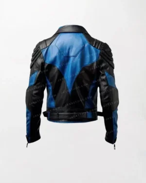 Men Black & Blue Leather Jacket Genuine Lambskin Handmade Biker Coat (1