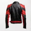 Men Red & Black Biker Lambskin Leather Jacket