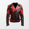 Men Red & Biker Lambskin Leather Jacket Coat.webp