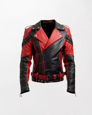 Men Red & Biker Lambskin Leather Jacket Coat.webp