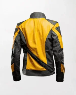 Men Yellow and black leather jacket Real Lambskin leather yellow jacket