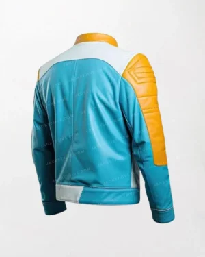 Men’s Blue White leather Unique Jacket Biker Pure Lambskin Jacket