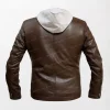 Men's Bomber Brown Hooded Leather Jackets