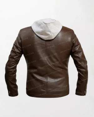Men's Bomber Brown Hooded Leather Jackets