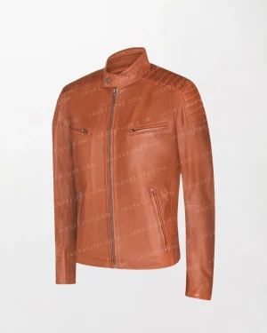 Mens Brown Leather Biker Jacket