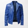 Men's Faux Leather Jacket Bike Casual Stand Collar Slim Fit - Stylish and Versatile