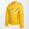 Men's Leather Jacket Lambskin Casual Yellow Leather Biker Jacket