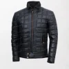 Trimmed Quilted Moto Leather Jacket