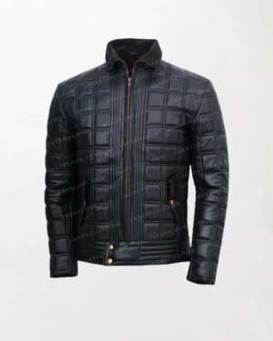 Trimmed Quilted Moto Leather Jacket