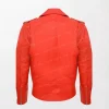 Men's brodie Red Leather Biker Jacket