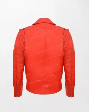 Men's brodie Red Leather Biker Jacket