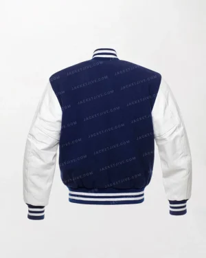 Navy Wool And White Leather