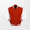 Red Wool And White Leather