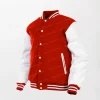Red Wool And White Leather Varsity Jacket
