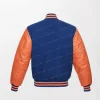 Royal Wool And Orange Leather Varsity Jackets