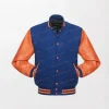 Wool And Orange Leather Varsity Jackets