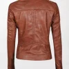 Womens Biker Brown Leather Jacket