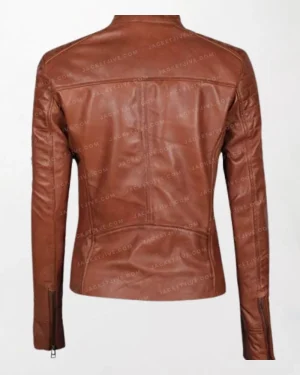 Womens Biker Brown Leather Jacket