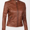 Womens Biker Brown Leather Jacket