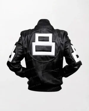 8 Ball Black Leather Bomber Jacket