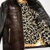 Brown Crocodile Bomber Leather Jacket right side