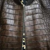 Brown Crocodile Bomber Leather Jacket right side
