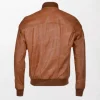 Brown Leather Bomber Jacket Men’s Fashion Waxed Back