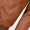Brown Leather Bomber Jacket Men’s Fashion Waxed Hand