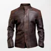 Daniel's Distressed Vintage Brown Charm Leather Bomber Jacket - Timeless and Stylish